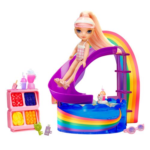 Ігровий набір з лялькою RAINBOW HIGH серії "Littles" - ВЕСЕЛКОВЕ СВЯТО В БАСЕЙНІ
