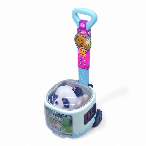 Уцінка. Набір у валізі Plush Pet,, панда на батарейках, з аксесуарами, блакитний Звук є, не ходить