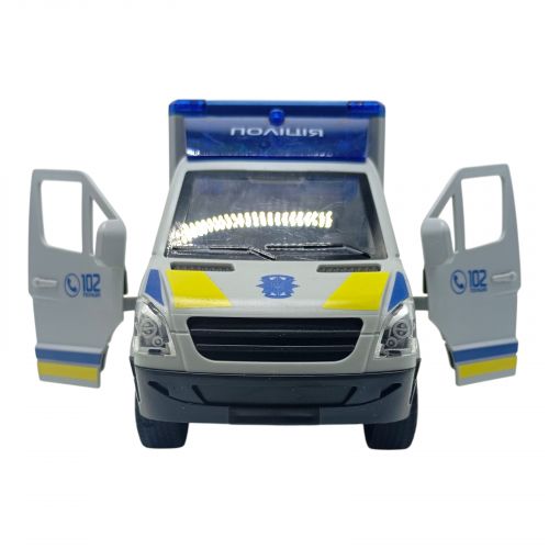 Машинка ТК-73429 (24) "Авто Експерт", "Поліція", ОЗВУЧУВАННЯ УКРАЇНСЬКОЮ МОВОЮ, інерція, звук, підсвічування, вірші, пісні, звук сирени, двері та дах відчиняються, в коробці
