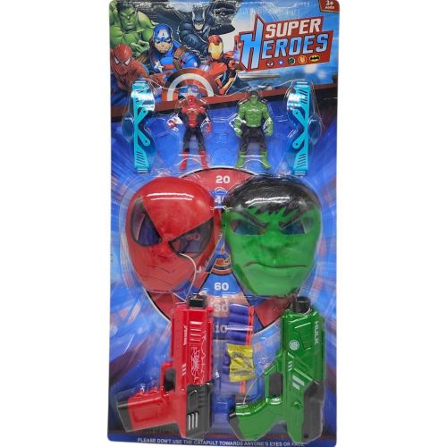 Набір героя "SUPER HEROES" (2 фігурки, 2 пари окулярів, 2 маски, пістолет з механічним принципом роботи, мʼякі патрони, орбізи)