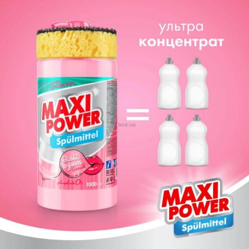 Засіб для миття посуду "MAXI POWER. Бабл Гам" 1л