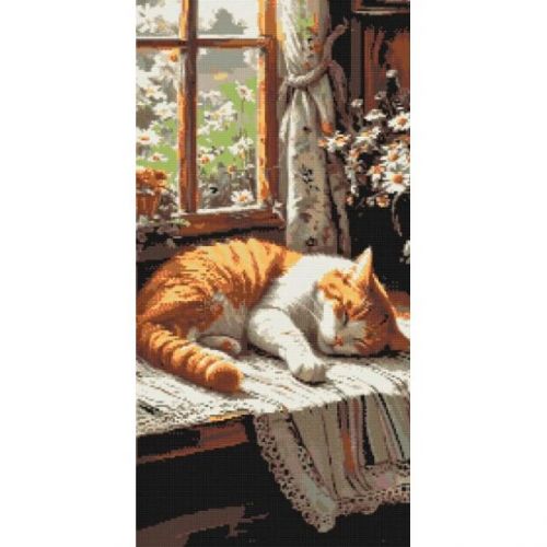 Уцінка. Алмазна мозаїка "Рудик котик" 40х80 см  - Пошкоджена слюда