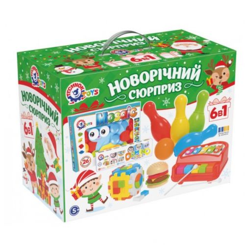 Новорічний набір іграшок ТехноК 6в1 (коробка 37 х 27.5 х 19.3 см)