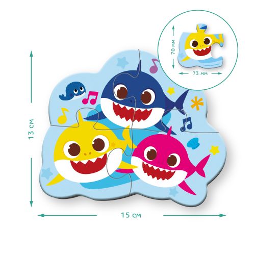 Пазл "Baby Shark" (2 пазли × 2 ел., 2 пазли × 3 ел., 2 пазли × 4 ел.)