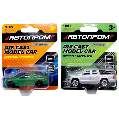 Машина металева АВТОПРОМ, 1:64, мікс видів (планшет 10*3,5*12 см)