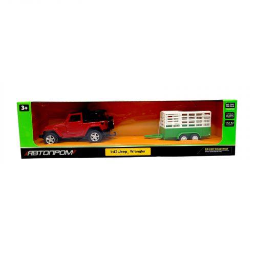 Машина+прицеп мет. 1:43 Jeep Wrangler,відкр.двері,короб.28*8*6,5см