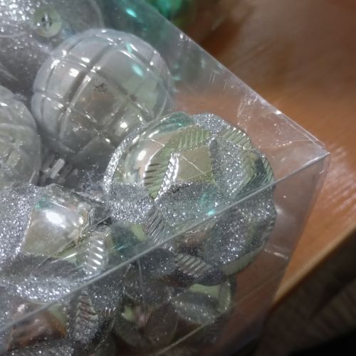 Уцінка. Новорічні прикраси, 24 шт, кульки, D = 5,5  см, у слюді   - Пошкоджена упаковка
