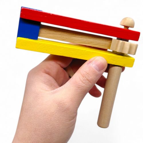 Розвиваюча іграшка-тріскачка, кольорова деревяна, 12.5 см