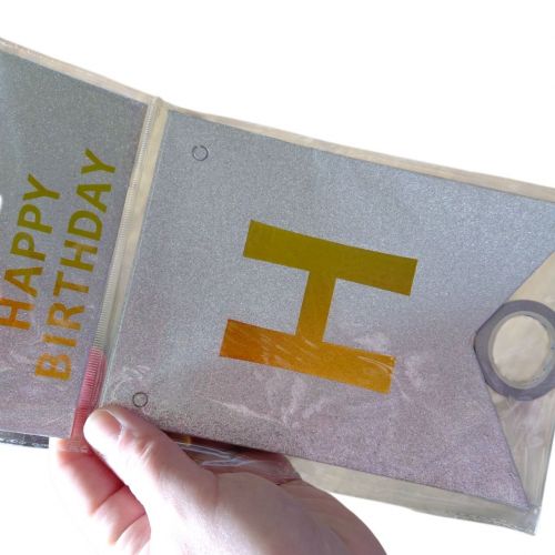Гірлянда-розтяжка прапорця "Happy birthday" 12*16см-5м, рожева