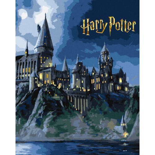 Картина за номерами з фарбами металік "Harry Potter: Гоґвортс вночі" 40х50см